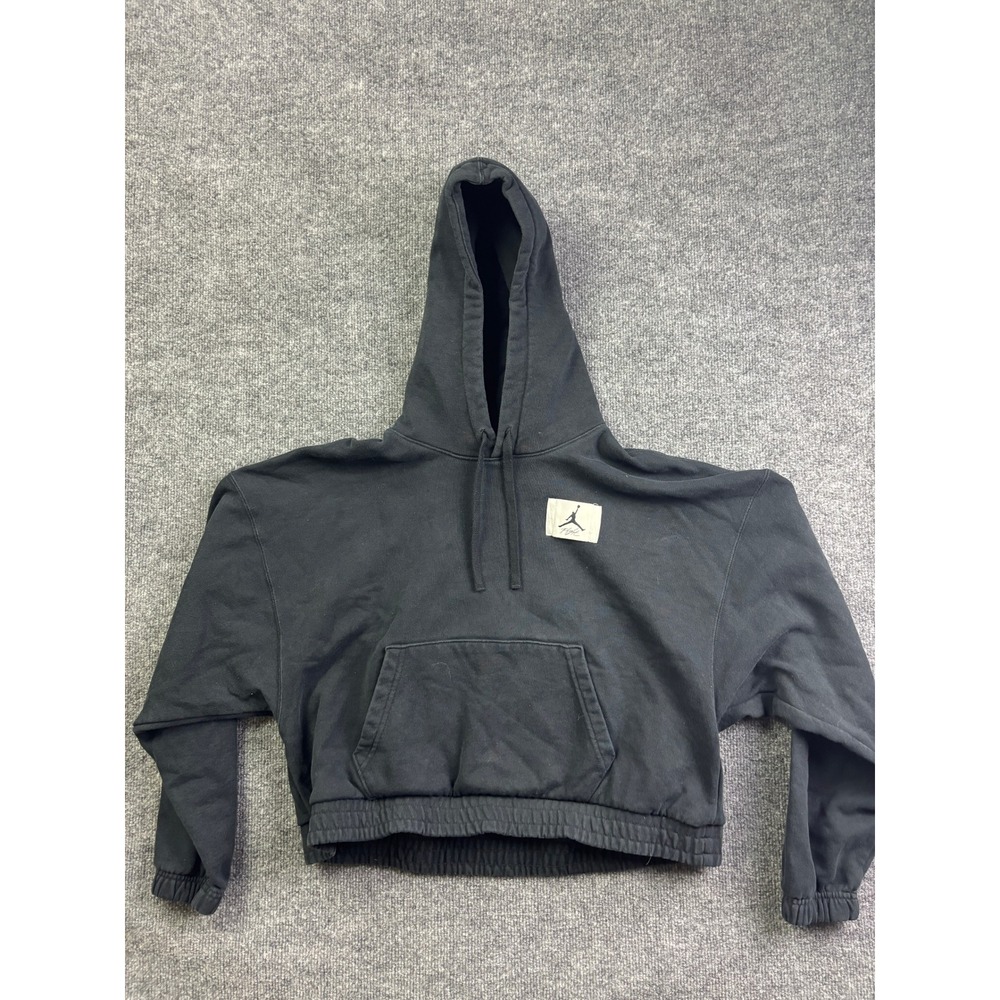 Jordan Flight Hoodie Womens Medium Black Cropped Loose Fit Fleece Pullover